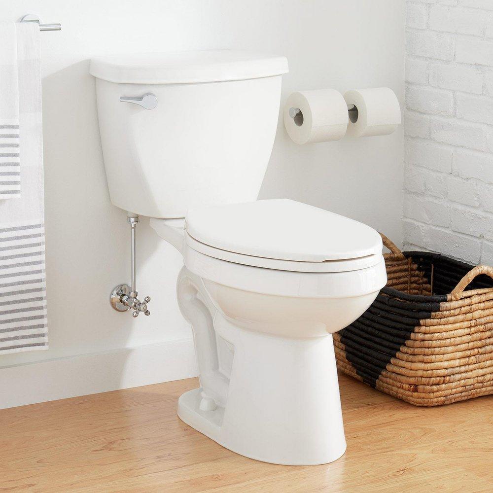 Signature Hardware White 1.28 gpf Elongated Floor Mount Two Piece Toilet 