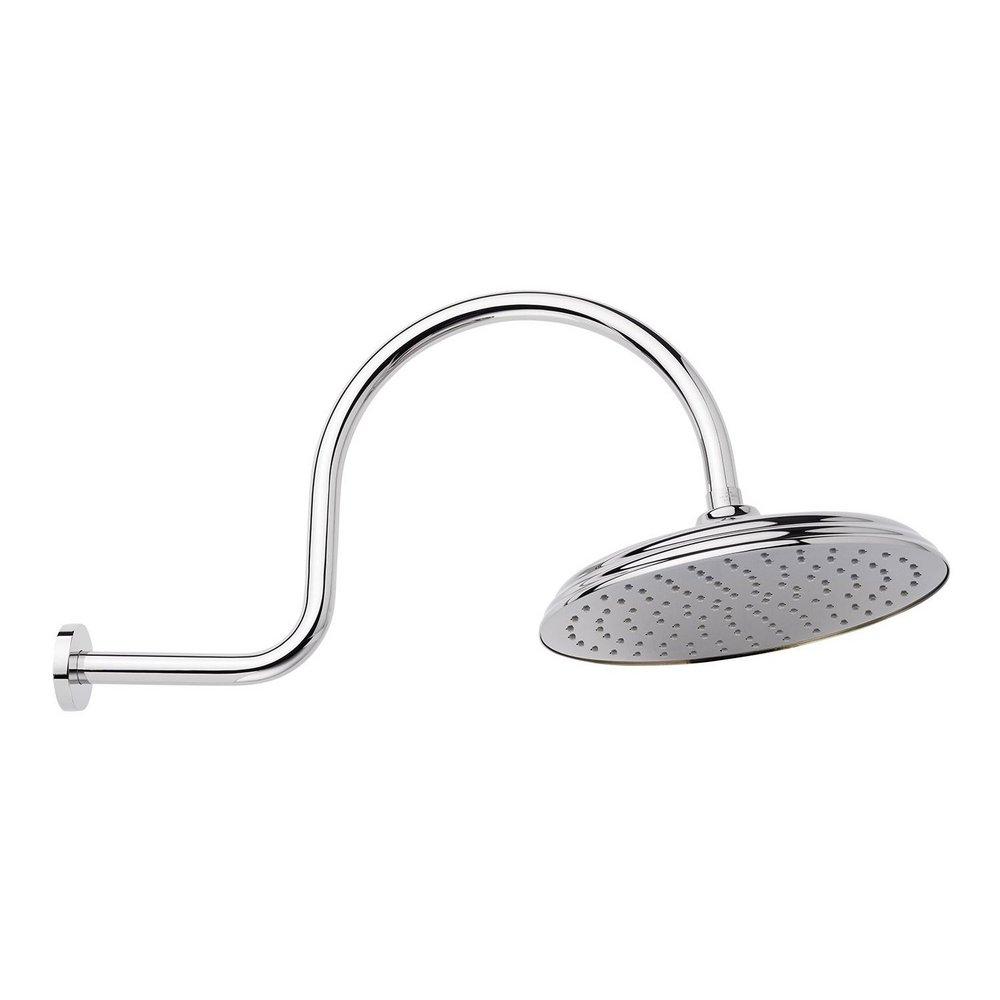 10 in. Single Function Rain Showerhead Set in Polished Chrome - 17 in. Gooseneck Arm Included 