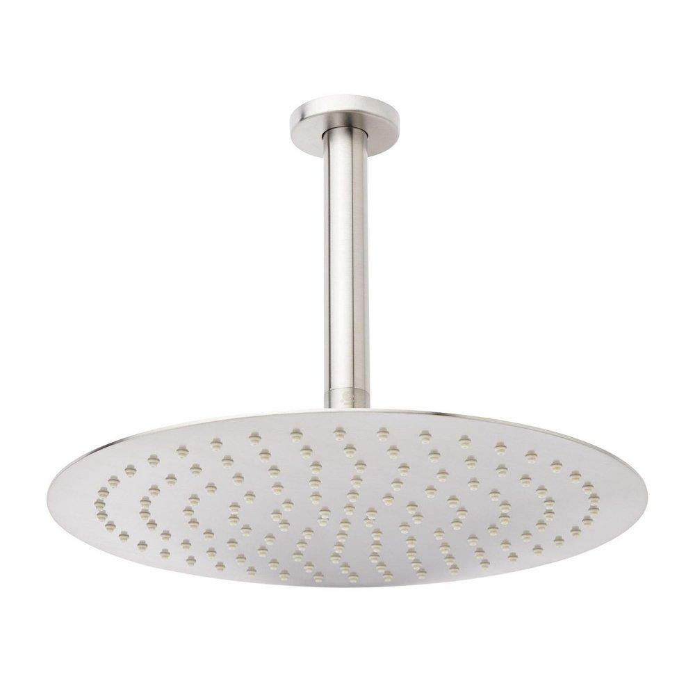 12 in. Single Function Ceiling Mounted Full Spray Showerhead Set in Brushed Nickel - 12 in. Arm Included 