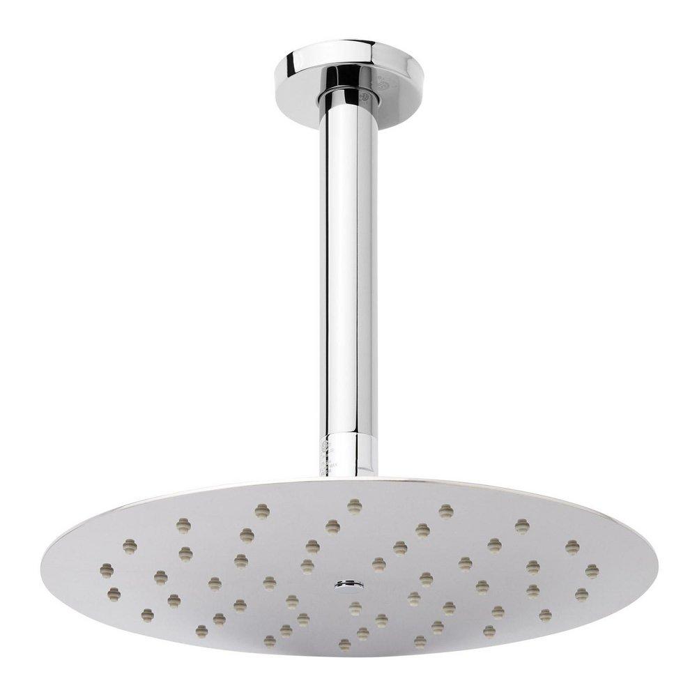 10 in. Single Function Ceiling Mounted Full Spray Showerhead Set in Polished Chrome - 12 in. Arm Included 