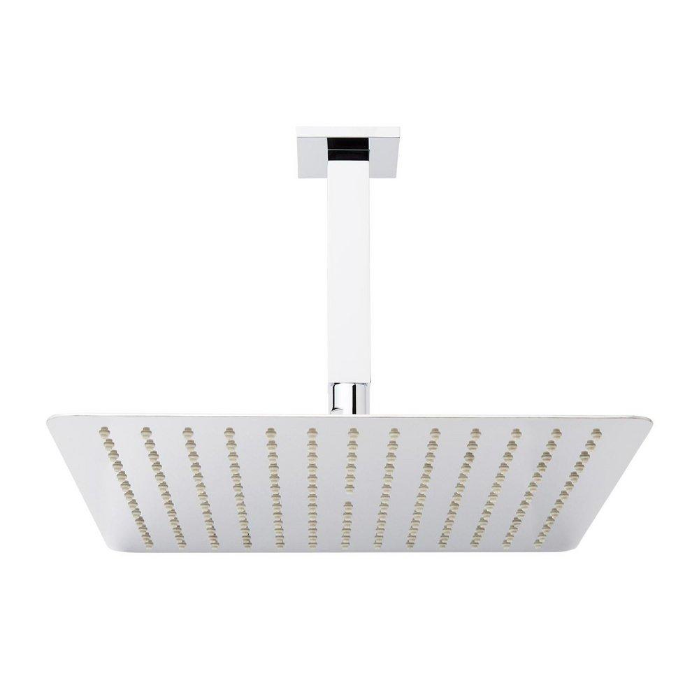 12 in. Single Function Ceiling Mounted Rain Showerhead Set in Polished Chrome - 12 in. Arm Included 