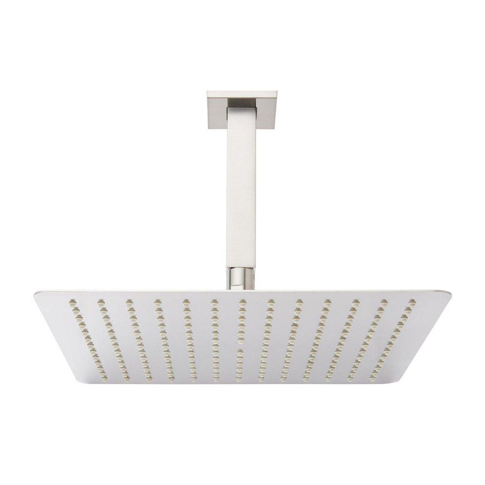 12 in. Single Function Rain Showerhead Set in Brushed Nickel - 4 in. Arm Included 