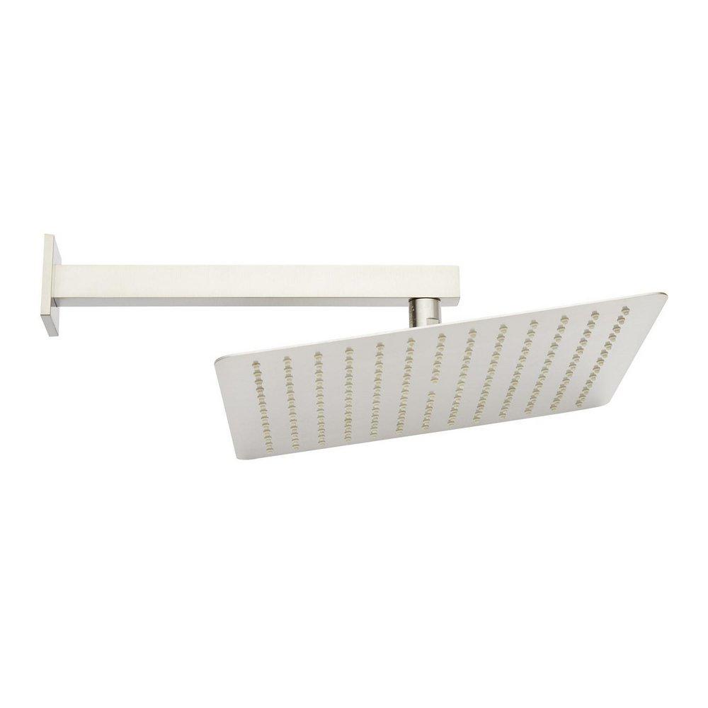 12 in. Single Function Rain Showerhead Set in Brushed Nickel - 12 in. Arm Included 