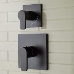 Two Handle Thermostatic and Volume Control Valve Trim in Matte Black