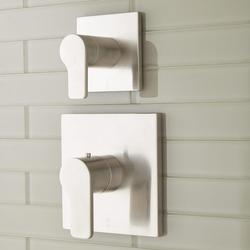 Two Handle Thermostatic and Volume Control Valve Trim in Brushed Nickel