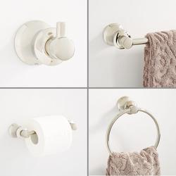 4 Piece Bathroom Accessory Set with Towel Bar, Towel Ring, Toilet Tissue Holder and Robe Hook in Polished Nickel