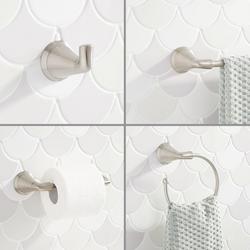 4 Piece Bathroom Accessory Set with Towel Bar, Towel Ring, Toilet Tissue Holder and Robe Hook in Brushed Nickel