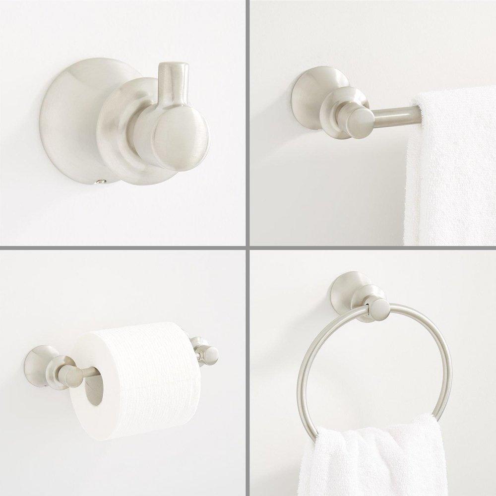 Bathroom Hardware Set with 24" Towel Bar, Towel Ring, Toilet Paper Holder, and Robe Hook 