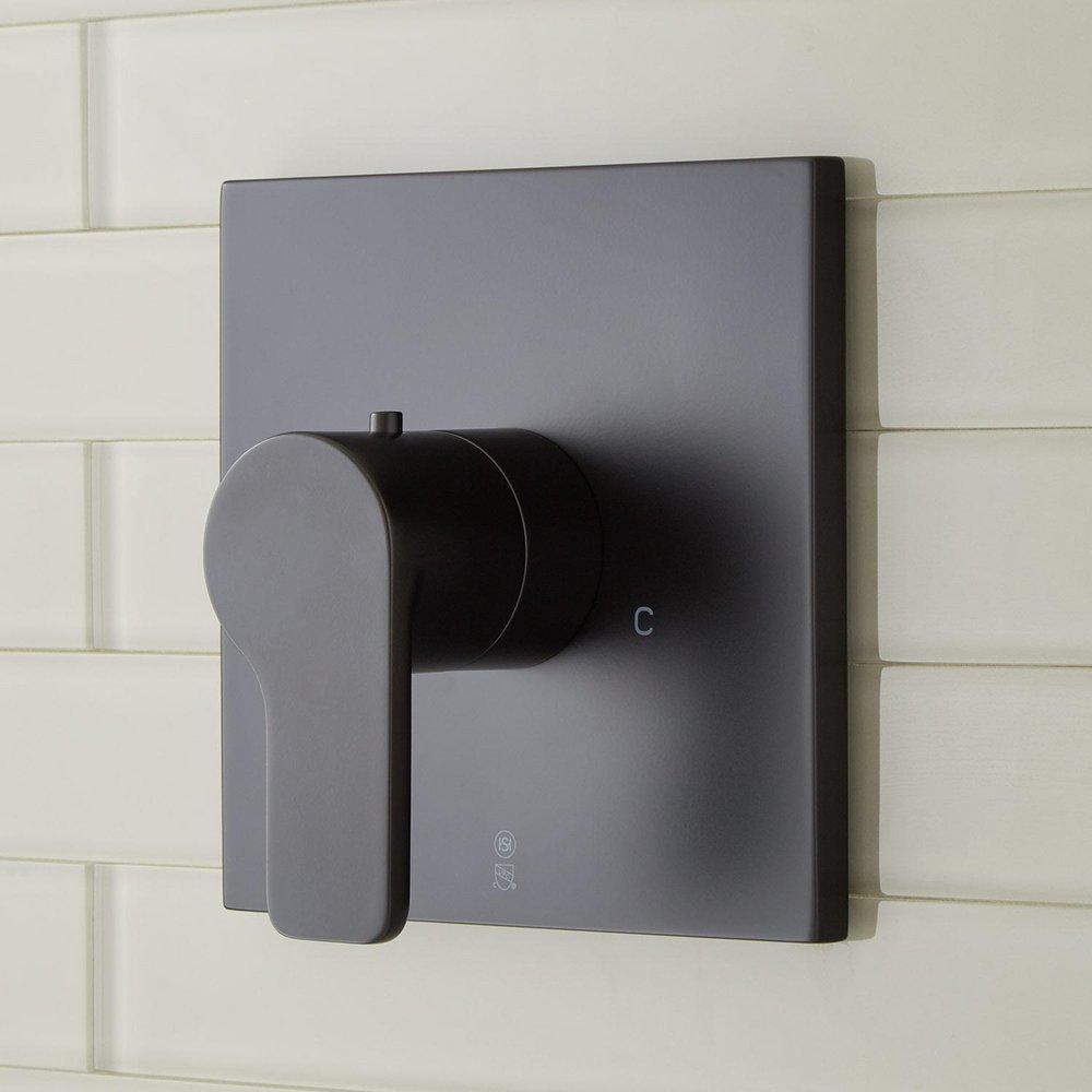 Single Handle Thermostatic Valve Trim Set in Matte Black - 1/2 in. Valve Included 