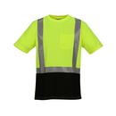 Size 5X Plastic Short Sleeve T-Shirt in Black, Fluorescent Yellow-Green and Silver