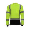 Size L Plastic Long Sleeve T-Shirt in Black, Fluorescent Yellow-Green and Silver