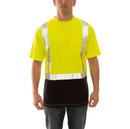Size M Plastic Short Sleeve T-Shirt in Black, Fluorescent Yellow-Green and Silver
