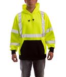 Size XL Plastic Hooded Pullover in Black, Fluorescent Yellow-Green and Silver