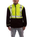 Size 4X Fleece and Plastic Jacket in Black, Fluorescent Yellow-Green
