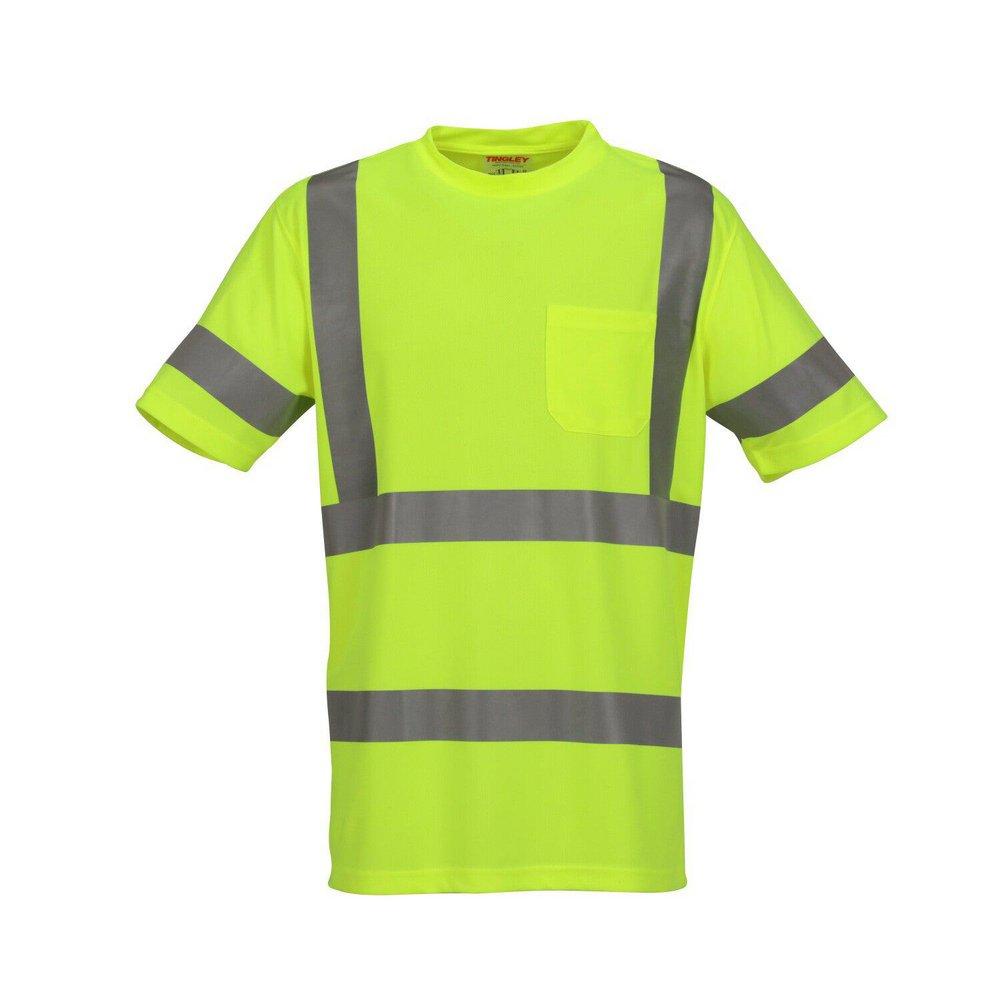 Tingley Fluorescent Yellow-Green Plastic Short Sleeve T-Shirt in Fluorescent Yellow-Green and Silver 