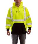 Size M Plastic Hooded Pullover in Black, Fluorescent Yellow-Green and Silver