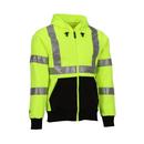 Size 3X Plastic Hooded Sweatshirt in Black, Fluorescent Yellow-Green and Silver