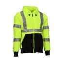 Size 4X Plastic Hooded Sweatshirt in Black, Fluorescent Yellow-Green and Silver