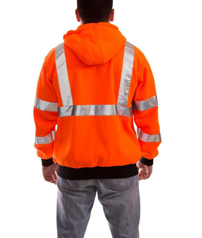 Tingley Black Plastic Hooded Sweatshirt in Black, Fluorescent Orange-Red and Silver 