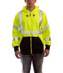 Size 2XL Plastic Hooded Sweatshirt in Black, Fluorescent Yellow-Green and Silver