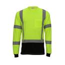 Size S Plastic Long Sleeve T-Shirt in Black, Fluorescent Yellow-Green and Silver