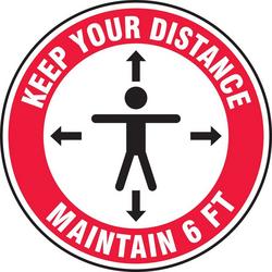 12 in. Keep Your Distance Maintain 6 FT Floor Sign