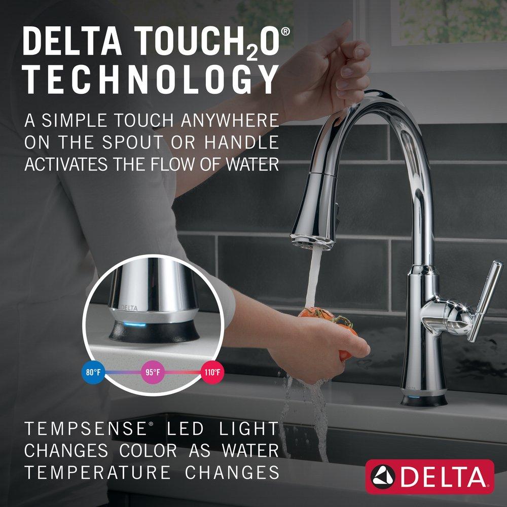 Delta Faucet Chrome Single Handle Pull Down Touch Activated Kitchen Faucet 
