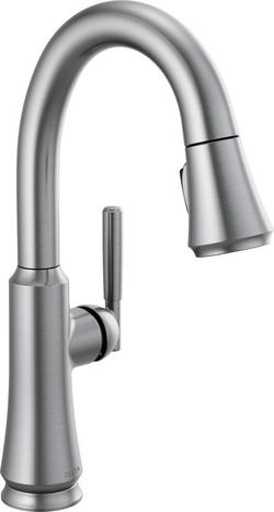 Single Handle Pull Down Bar Faucet in Arctic Stainless