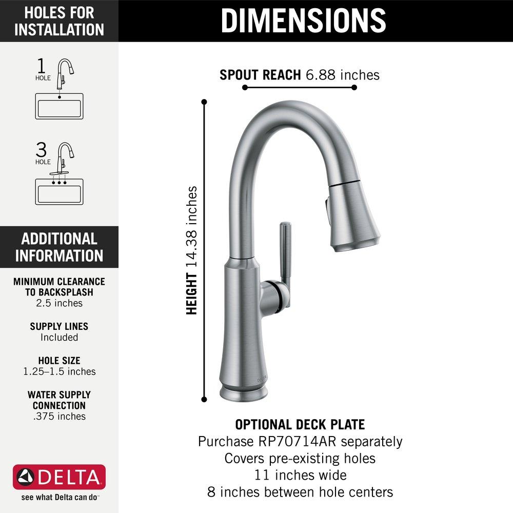 Delta Faucet Arctic Stainless Single Handle Pull Down Bar Faucet 