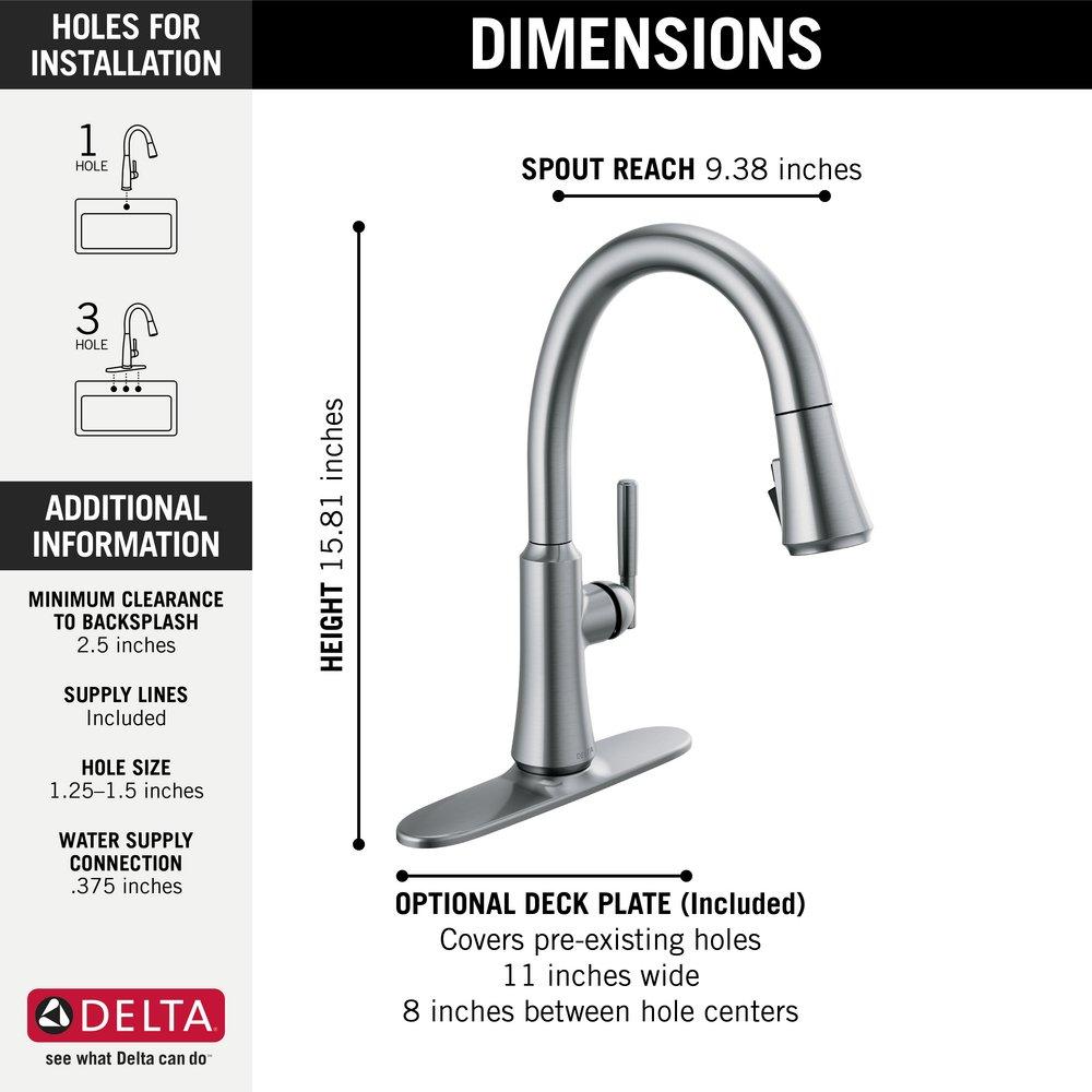 Delta Faucet Arctic Stainless Single Handle Pull Down Kitchen Faucet 