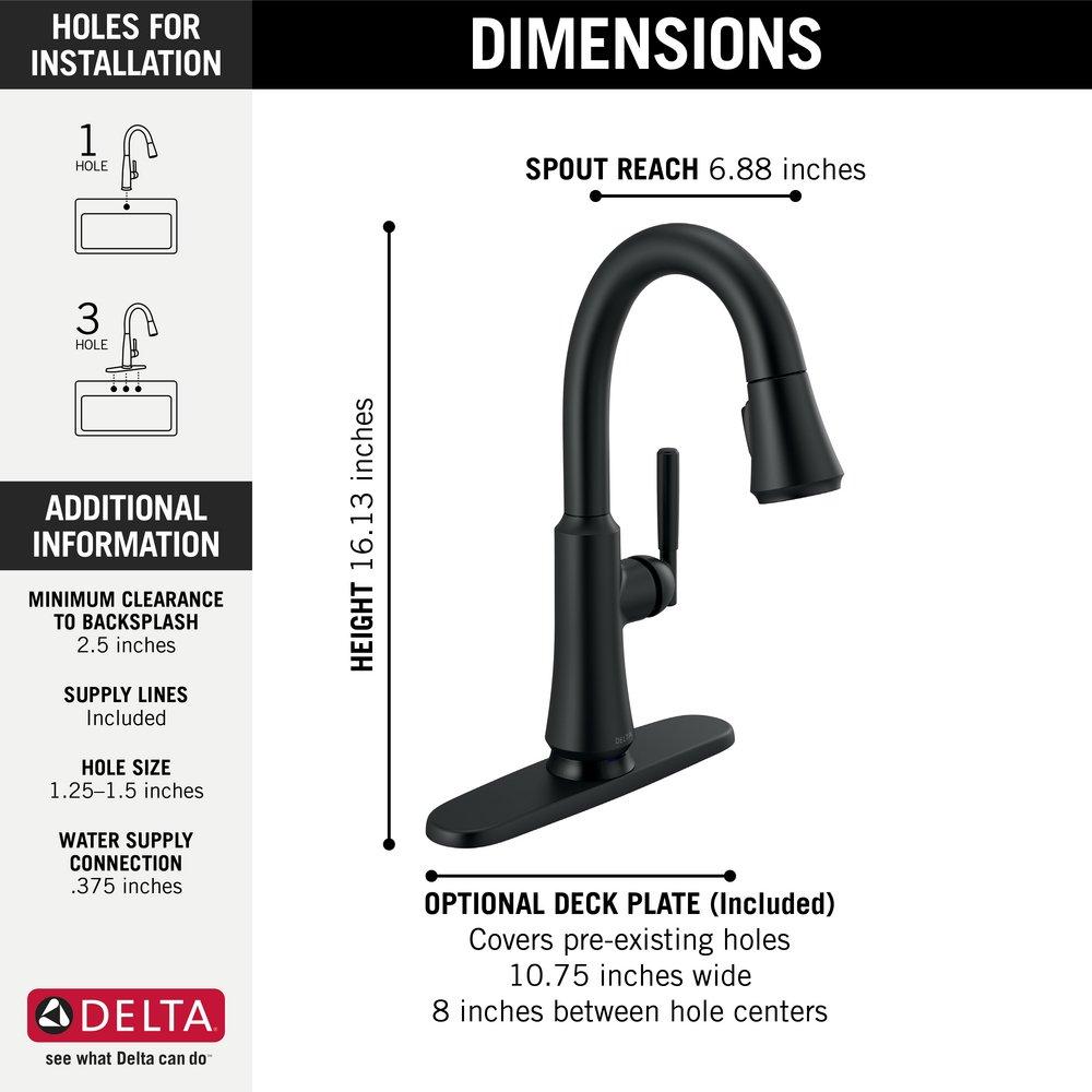 Delta Faucet Matte Black Single Handle Lever Bar Faucet 