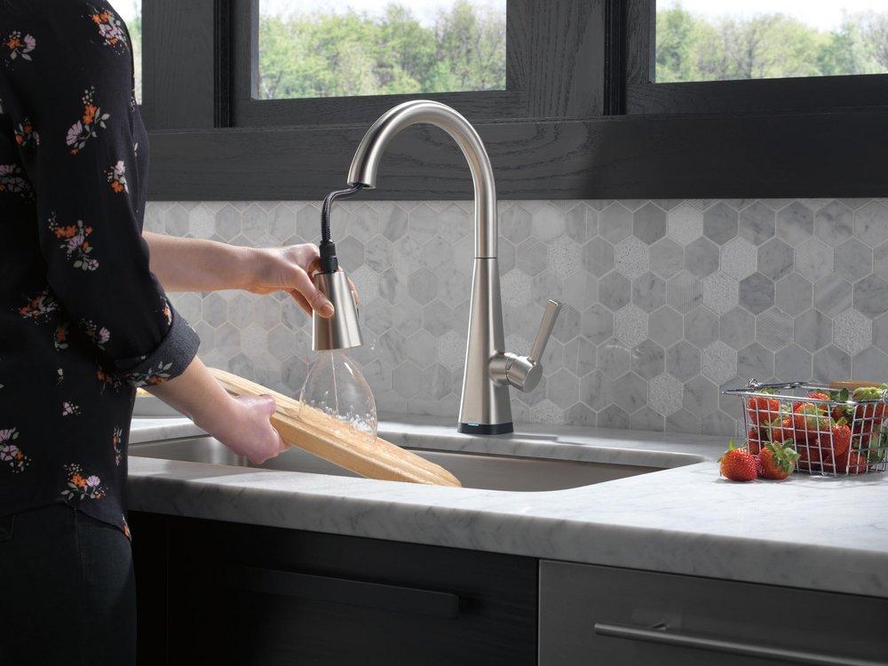 Single Handle Pull Down with Touch Activation Kitchen Faucet in Chrome 