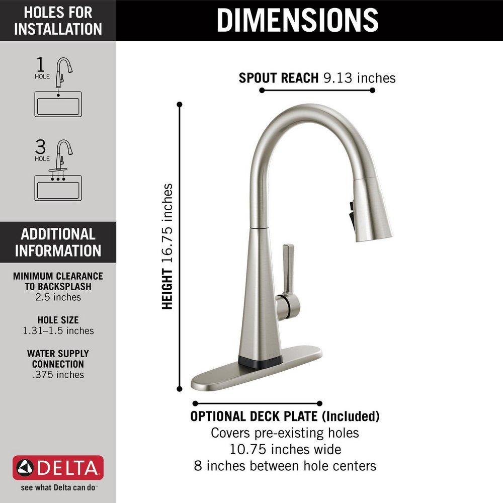 DELTA LENTA: SINGLE-HANDLE PULL-DOWN KITCHEN FAUCET WITH TOUCH2O TECHNOLOGY 