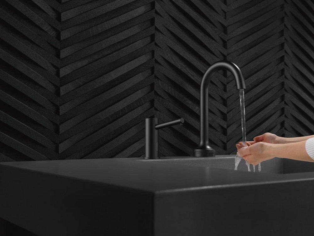 Delta Faucet Black Battery-Operated Electronic Soap Dispenser 