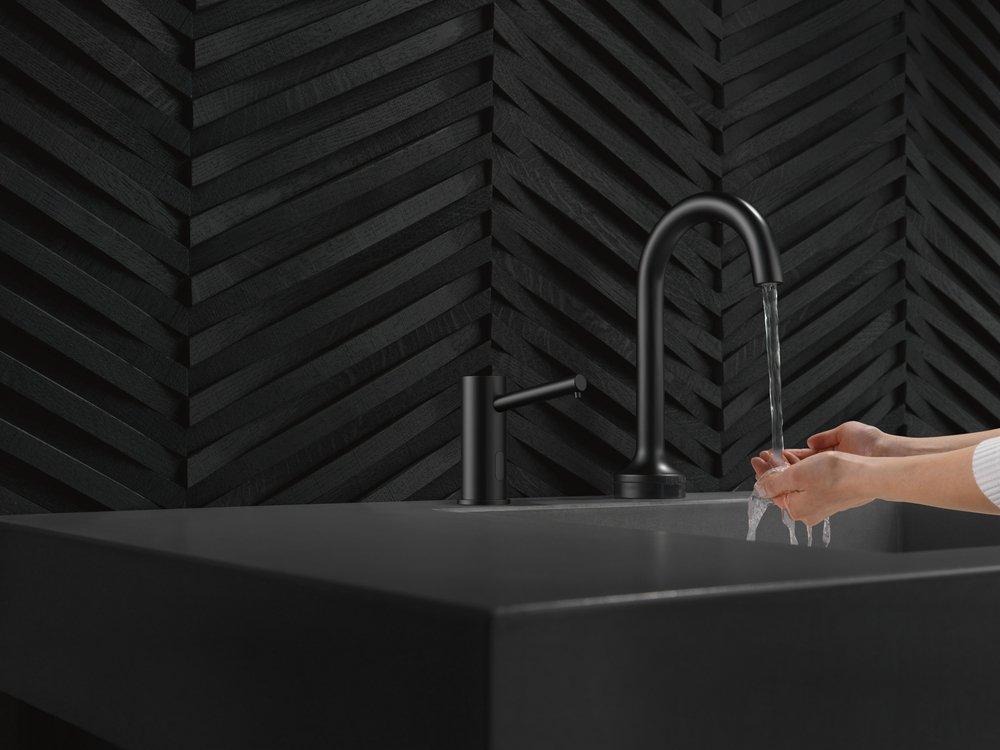 Delta Faucet Black Battery-Operated Electronic Soap Dispenser 