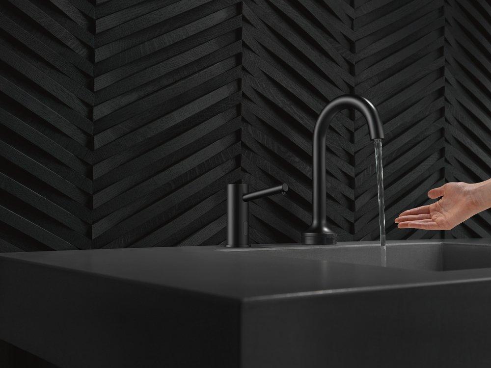 Delta Faucet Black Battery-Operated Electronic Soap Dispenser 