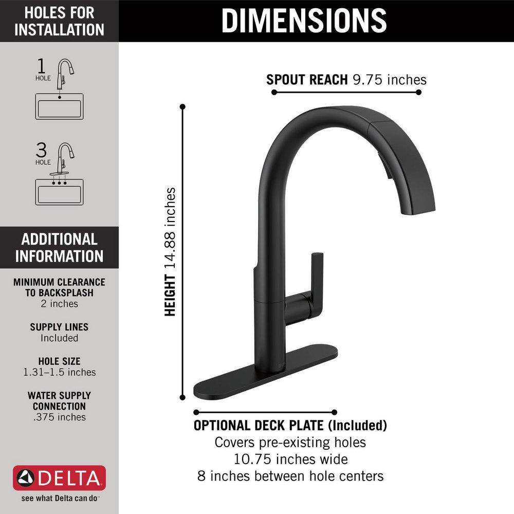 Single Handle Pull Down Kitchen Faucet in Matte Black 