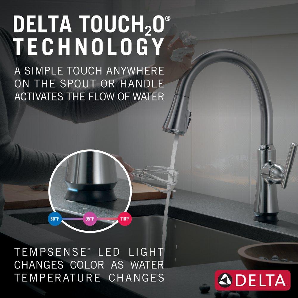Delta Faucet Arctic Stainless Single Handle Pull Down Touch Activated Kitchen Faucet 