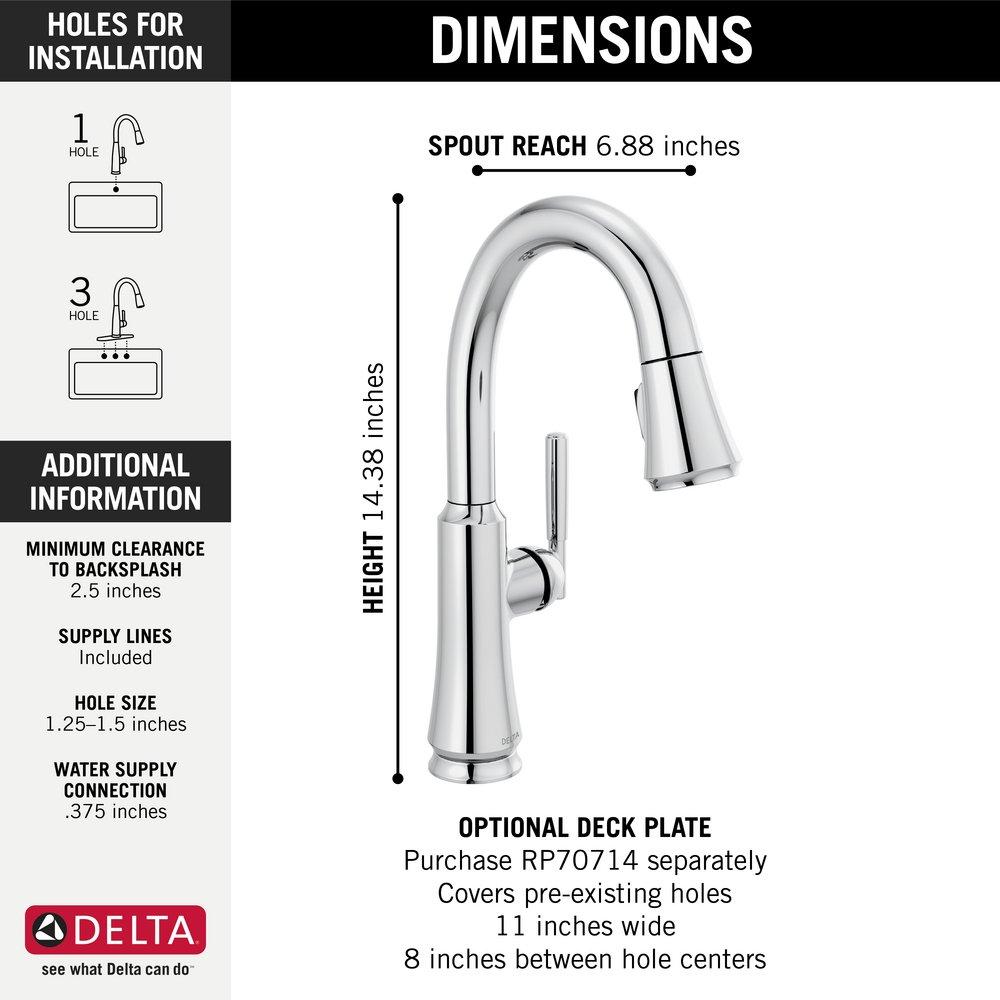 Delta Faucet Chrome Single Handle Pull Down Bar Faucet 