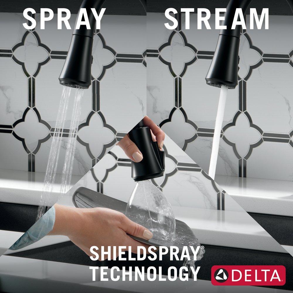 Delta Faucet Matte Black Single Handle Pull Down Touch Activated Kitchen Faucet 