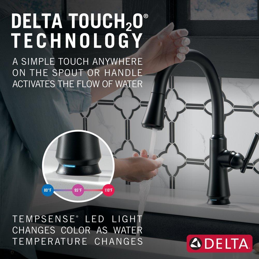 Delta Faucet Matte Black Single Handle Pull Down Touch Activated Kitchen Faucet 