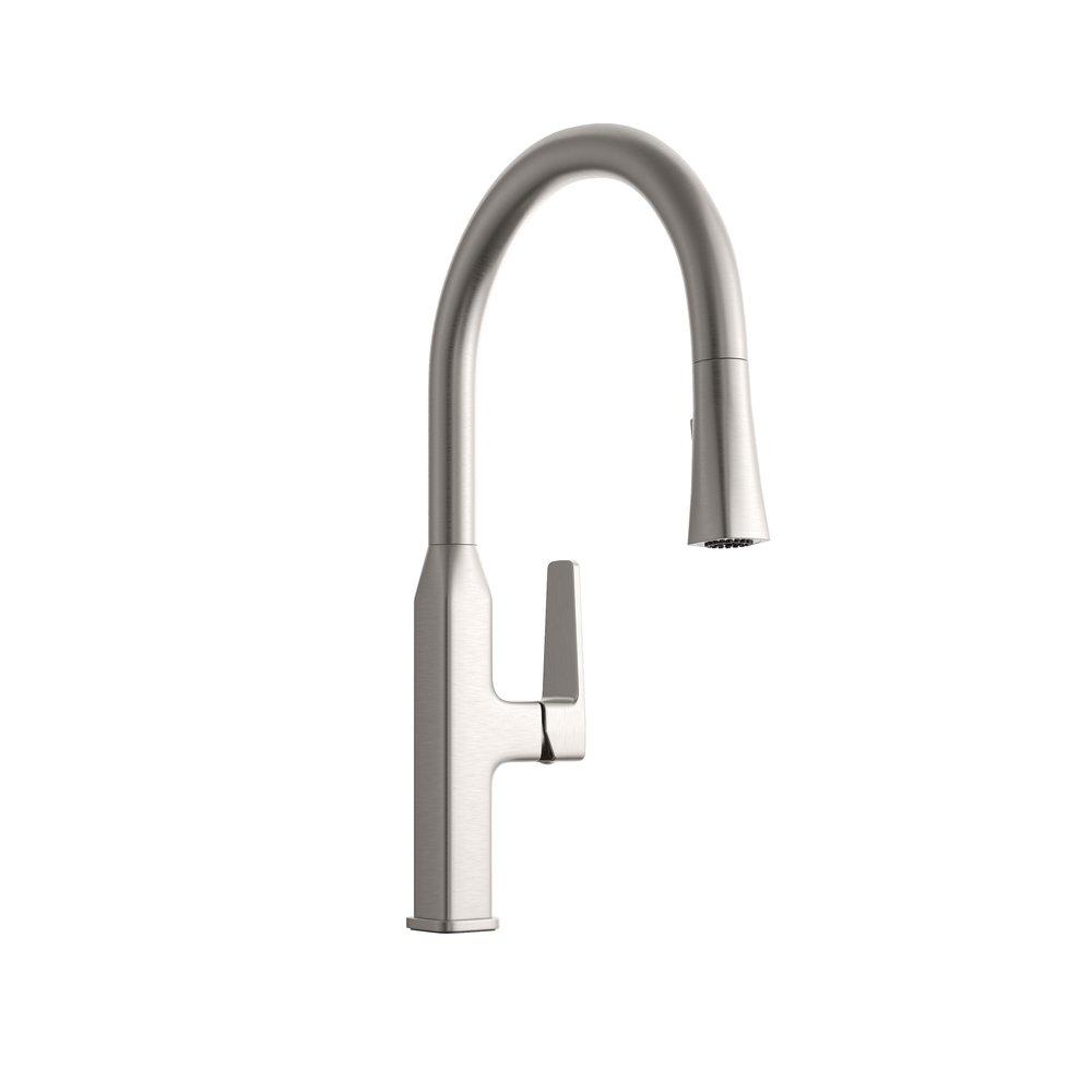 PROFLO&reg; Brushed Nickel Single Handle Pull Down Kitchen Faucet with Two-Function Spray 