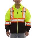 Size 2XL Plastic Hooded Sweatshirt in Black, Fluorescent Yellow-Green and Silver