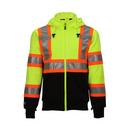 Size M Plastic Hooded Sweatshirt in Black, Fluorescent Yellow-Green and Silver