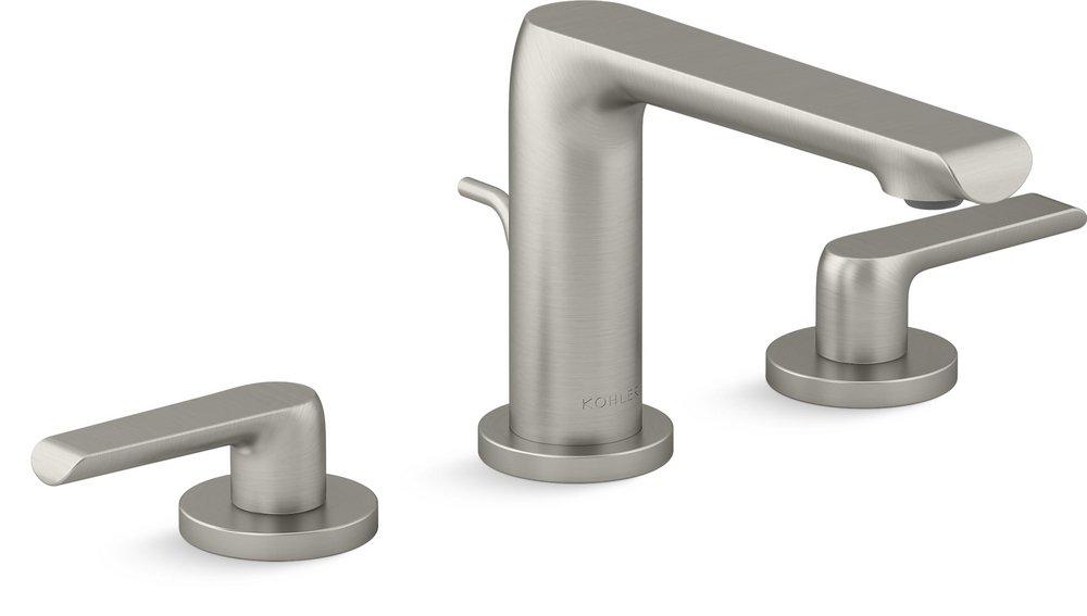 KOHLER Vibrant&reg; Brushed Nickel Two Handle Widespread Bathroom Sink Faucet 