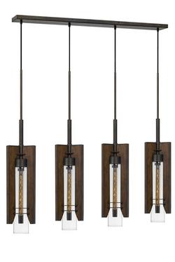 60W 4-Light Medium E-26 Pendant Light in Pine with Iron