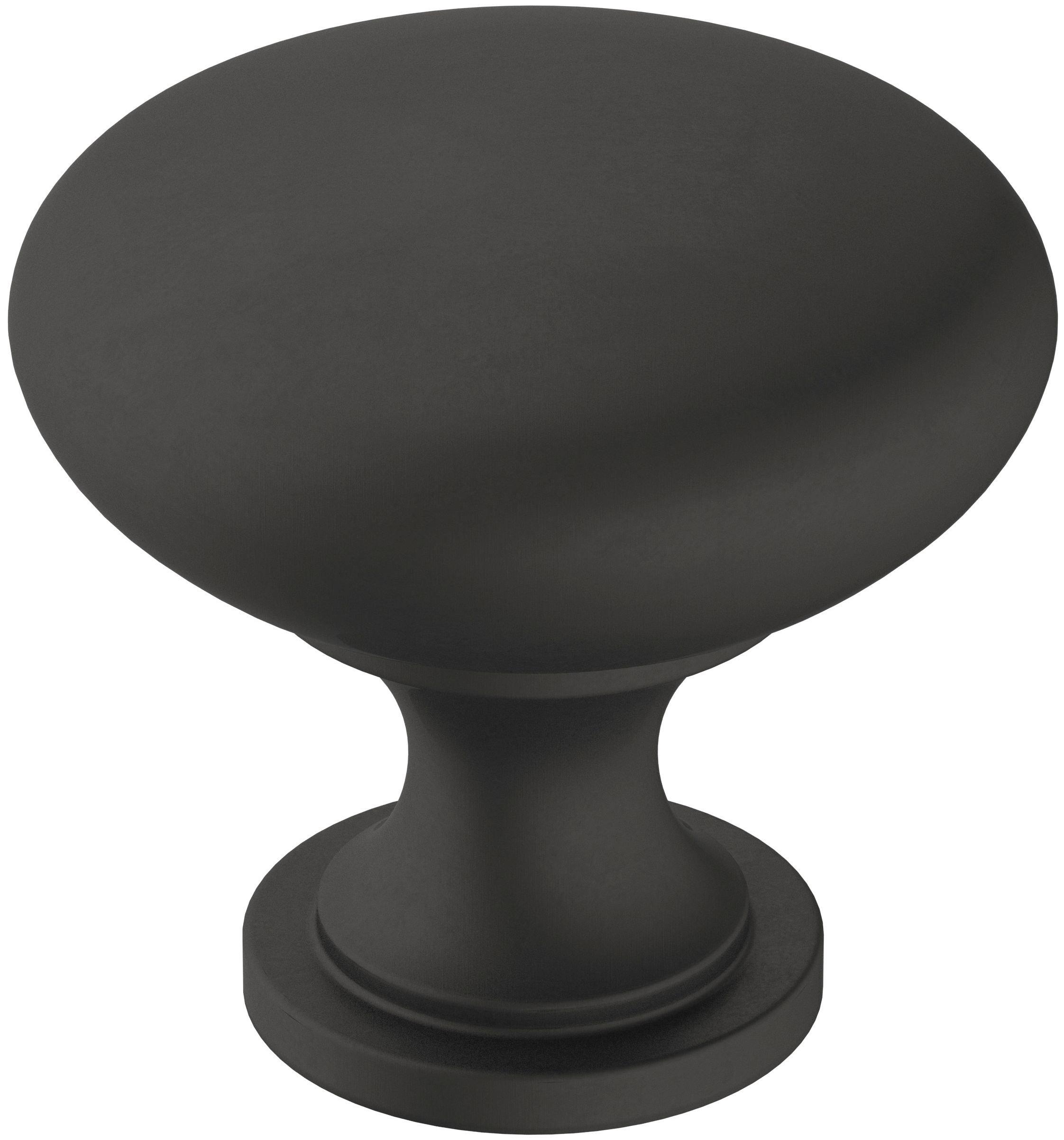 Amerock Matte Black 1-1/4 in. Round Cabinet Knob 
