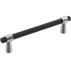 5-1/16 in. Center-to-Center Cabinet Pull in Polished Chrome/Matte Black