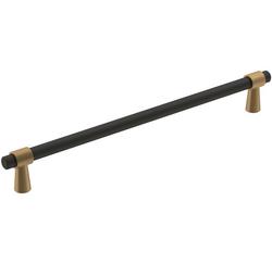 8-13/16 in. Center-to-Center Cabinet Pull in Matte Black/Champagne Bronze