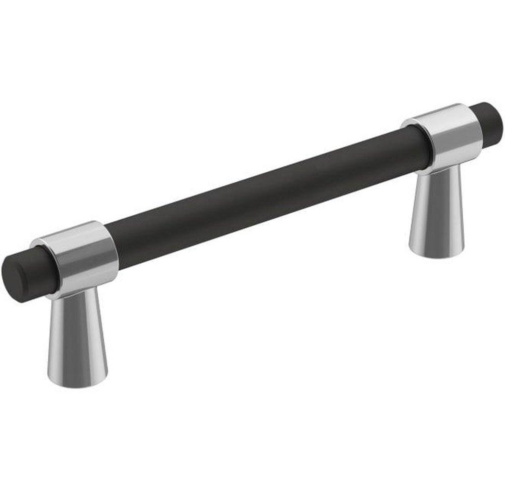 Amerock Polished Chrome/Matte Black 3-3/4 in. Center-to-Center Pull 